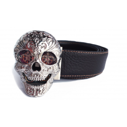 
									SKULL - Stainless Steel Rhodium plated - Red carbon eyes
